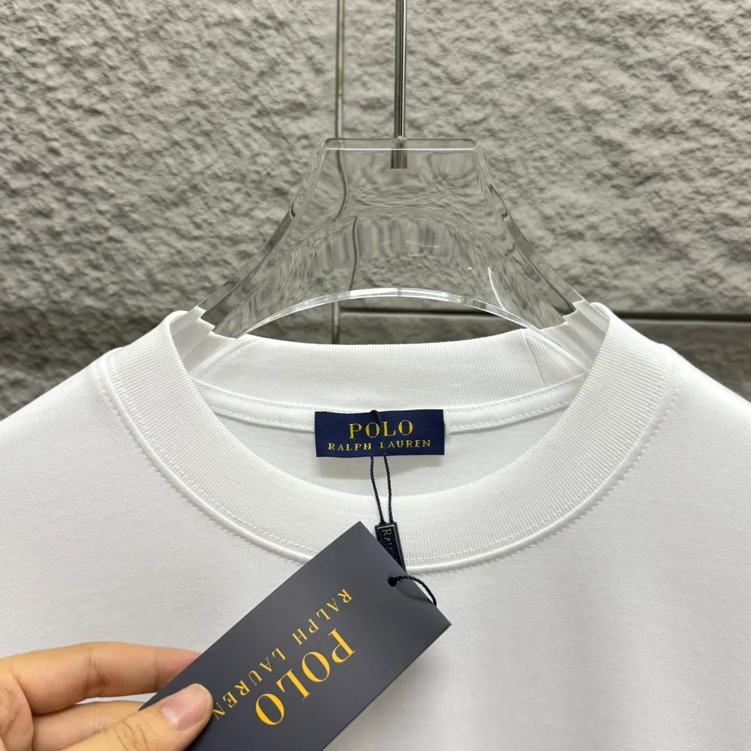 🅿️180 Polo* Ralph Lauren 2025 spring and summer new style Classic letter pony embroidery Customized double yarn plain cotton fabric Short-sleeved T-shirt Unisex Color: Black White Angora Red Size: S (90-130 pounds) M (120-150 pounds) L (140-165 pounds) XL (160-180 pounds) XXL (180-210 pounds)